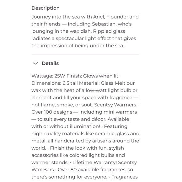 NIB $55 Scentsy Disney The Little Mermaid Warmer - Picture 6 of 8